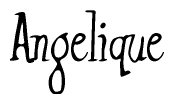 The image is a stylized text or script that reads 'Angelique' in a cursive or calligraphic font.