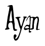 The image contains the word 'Ayan' written in a cursive, stylized font.