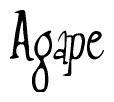 The image is a stylized text or script that reads 'Agape' in a cursive or calligraphic font.