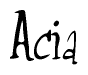 The image contains the word 'Acia' written in a cursive, stylized font.
