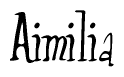 The image is a stylized text or script that reads 'Aimilia' in a cursive or calligraphic font.