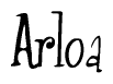 The image contains the word 'Arloa' written in a cursive, stylized font.