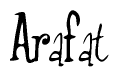 The image contains the word 'Arafat' written in a cursive, stylized font.