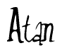 The image is of the word Atan stylized in a cursive script.
