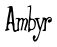 The image is a stylized text or script that reads 'Ambyr' in a cursive or calligraphic font.