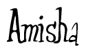 The image is a stylized text or script that reads 'Amisha' in a cursive or calligraphic font.