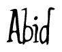 The image is a stylized text or script that reads 'Abid' in a cursive or calligraphic font.