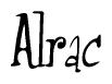 The image is of the word Alrac stylized in a cursive script.