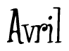 The image is of the word Avril stylized in a cursive script.