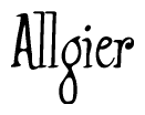 The image is a stylized text or script that reads 'Allgier' in a cursive or calligraphic font.