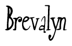 The image is a stylized text or script that reads 'Brevalyn' in a cursive or calligraphic font.