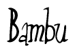 The image contains the word 'Bambu' written in a cursive, stylized font.