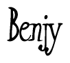 The image is of the word Benjy stylized in a cursive script.