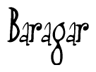 The image is a stylized text or script that reads 'Baragar' in a cursive or calligraphic font.