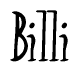 The image is a stylized text or script that reads 'Billi' in a cursive or calligraphic font.