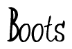 The image contains the word 'Boots' written in a cursive, stylized font.