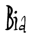The image is of the word Bia stylized in a cursive script.