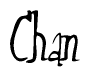 The image is a stylized text or script that reads 'Chan' in a cursive or calligraphic font.