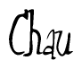 The image is of the word Chau stylized in a cursive script.
