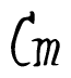 The image is of the word Cm stylized in a cursive script.