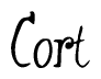 The image is a stylized text or script that reads 'Cort' in a cursive or calligraphic font.