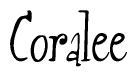 The image contains the word 'Coralee' written in a cursive, stylized font.