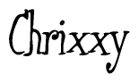 The image contains the word 'Chrixxy' written in a cursive, stylized font.