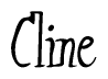The image contains the word 'Cline' written in a cursive, stylized font.