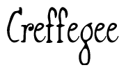 The image is a stylized text or script that reads 'Creffegee' in a cursive or calligraphic font.