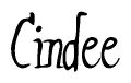 The image is a stylized text or script that reads 'Cindee' in a cursive or calligraphic font.