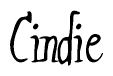 The image contains the word 'Cindie' written in a cursive, stylized font.