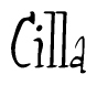 The image is of the word Cilla stylized in a cursive script.