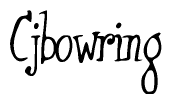 The image contains the word 'Cjbowring' written in a cursive, stylized font.