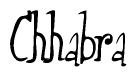 The image contains the word 'Chhabra' written in a cursive, stylized font.