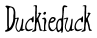   The image is of the word Duckieduck stylized in a cursive script. 