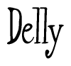 The image is of the word Delly stylized in a cursive script.