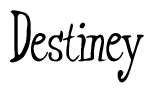 The image is of the word Destiney stylized in a cursive script.