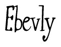 The image contains the word 'Ebevly' written in a cursive, stylized font.