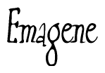 The image contains the word 'Emagene' written in a cursive, stylized font.