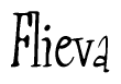 The image is of the word Flieva stylized in a cursive script.