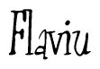 The image contains the word 'Flaviu' written in a cursive, stylized font.