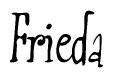 The image is of the word Frieda stylized in a cursive script.