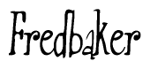 The image is a stylized text or script that reads 'Fredbaker' in a cursive or calligraphic font.