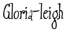 The image is a stylized text or script that reads 'Gloria-leigh' in a cursive or calligraphic font.