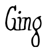 The image is a stylized text or script that reads 'Ging' in a cursive or calligraphic font.