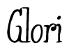 The image is a stylized text or script that reads 'Glori' in a cursive or calligraphic font.