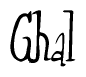 The image is a stylized text or script that reads 'Ghal' in a cursive or calligraphic font.