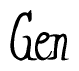 The image is a stylized text or script that reads 'Gen' in a cursive or calligraphic font.