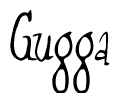 The image is of the word Gugga stylized in a cursive script.