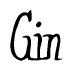 The image is a stylized text or script that reads 'Gin' in a cursive or calligraphic font.